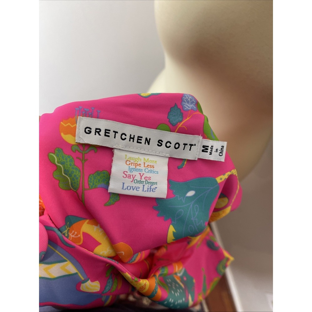 Gretchen Scott Sleeveless Pink Animal Stretch Shift Dress Medium M Built in Bra - Picture 8 of 8